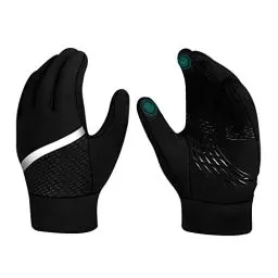 Produktbild: Kinder Handschuhe Warme Winterhandschuhe - Touchscreen Fahrradhandschuhe Wasserdicht Kids Outdoor Sport Thermo Fleece laufhandschuhe Mit Anti-Rutsch für Jungen Mädchen Schwarz 4-12 Jahre