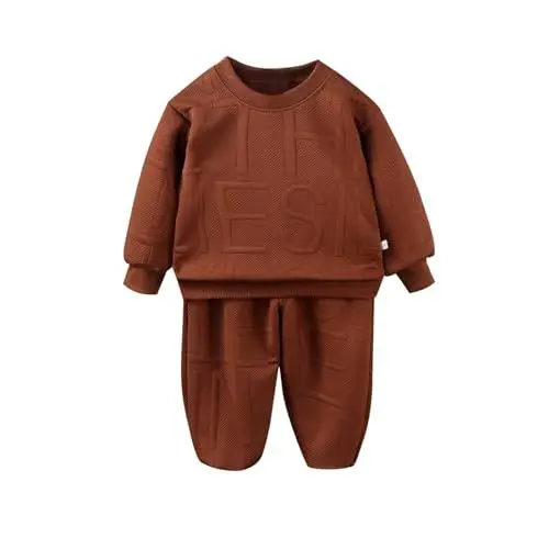 Produktbild: Kinder Jogginganzug Sweatshirt und Jogginghose Set Kinder Kleidung Set Fleece Sportanzug 2 Teiler Outfit Kuschel Klamotten Thermo Bekleidungssets (Y-30-Kaffee, 5-6 Jahre)