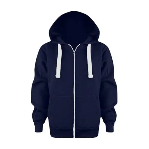 Produktbild: Kinder Jungen Hoodie Jacke mit Reißverschluss Einfarbig Sportlich Kapuzenpullover Langarm Locker Sweatjacke mit Kordelzug&Taschen Mädchen Rippensaum Kapuzenjacke Sweatshirt 3-12 Jahre Herbst Winter