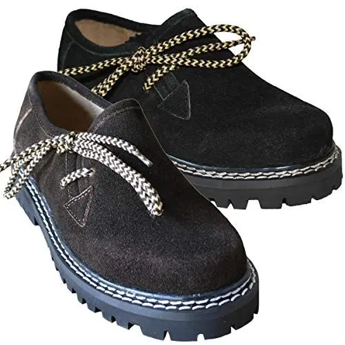 Produktbild: Kinder Jungen Mädchen Haferlschuhe Trachtenschuhe Wildleder, Farbe:Dunkelbraun, Größe:35