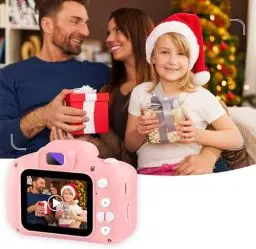 Produktbild: Kinder Kamera Selfie Fotoapparat Kinder,2,0 Zoll Bildschirm Dual Lens 32G Card 1080P HD 20MP KinderKamera für 3 bis 12 Jahre Alter Jungen und Mädchen Spielzeug(Rosa1)