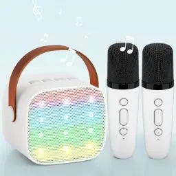 Produktbild: Kinder Karaoke Maschine, Karaoke Mikrofon Kinder Tragbarer Bluetooth Lautsprecher mit LED Lichteffekten für Kinder Erwachsene, Geschenke für Mädchen，Spielzeug für 3 4 5 6 7 8+ Jahre (Weiß)