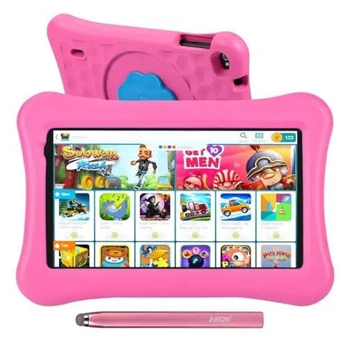 Produktbild: AWOW Android 14 Kinder Kids Tablet HD 10.1”, 2025 Neu 8GB RAM 64GB ROM - Kindertablet Tablet mit Kinder mit Sturzsicherer Hülle Vorinstalliertes, Rosa