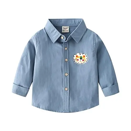 Produktbild: Kinder Kinder Kleinkind Kleinkind Baby Mädchen Langarm Baumwolle Niedlichen Brief Hemd Bluse Tops Outfits Kleidung Shirt Erster Junge (Blue, 4-5 Years)
