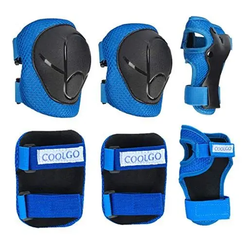 Produktbild: Kinder Protektorenset, COOLGOEU Kinder Schoner-Set Knieschoner, Ellenbogenschoner und Handgelenkschoner Protektoren für Inlineskates, Rollerblades, Skateboard oder Fahrrad (Blau)