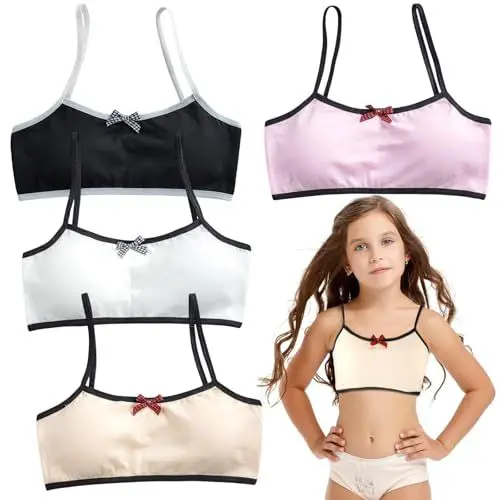 Produktbild: Kinder Sport bh Mädchen 4St Teenager Mädchen BH bhs Teenager Mädchen Bralette Bh Kinder Mädchen Bustier Mädchen Baumwolle Sport BH ohne Bügel Bralette Sport BHS Teens Unterwäsche für 10-15 Jahr Kinder