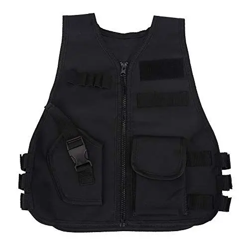 Produktbild: Kinder Taktische Weste, Einstellbare Armee Militärische Angriff Kampf Weste, Airsoft Paintball Outdoor Dschungel Spiel Schutz, CS Feld Kampftraining Kostüme (S-Schwarz)
