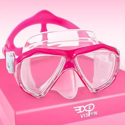 Produktbild: Kinder Taucherbrille, 180° Anti-Beschlag Kinder Schwimmmaske Gehärtetes Glas Schwimmbrille mit Nasenschutz Anti-Leck Tauchmaske für 4-15 Jungen Mädchen Jugend (Helles Rosa)