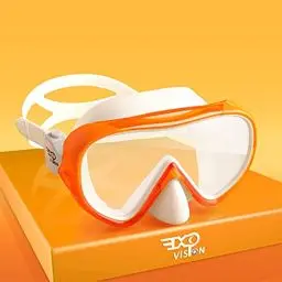 Produktbild: Kinder Taucherbrille 180° Panorama Kind Schnorchelmaske, Anti Nebel Tauchmaske gehärtetes Glas Schwimmmaske Junge Silikon Tauchermaske Mädchen Schwimmbrille mit Nasenabdeckung 4-16 (Orange)