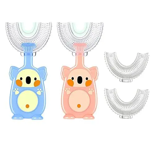 Produktbild: Kinder U-förmige Zahnbürste, 4 Stück All Rounded Kinder U-Form Zahnbürste, Lebensmittelqualität Silikonbürstenkopf, 360° Mundzahnreinigungszahnbürste, Massage-Zahnfleisch, Rundumreinigung