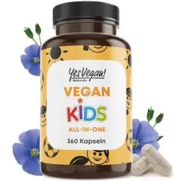 Produktbild: Kinder Vitamine All-in-One (360 Kapseln = Jahresvorrat) Vitamin B12+D3+K2+B2+B6+B9 Folsäure + Zink + Eisen + Selen + Natrium + Kalium + Jod - Vitamine Kinder - Multivitamin Kind (1)