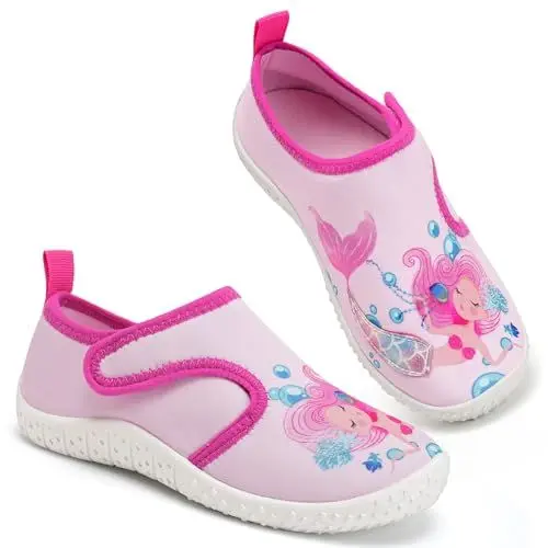 Produktbild: Kinder Wasserschuhe Mädchen Badeschuhe Aquaschuhe Schwimmschuhe Strandschuhe rutschfeste Schuhe Schnell Trocknend（Meerjungfrauen Rosa 27EU）