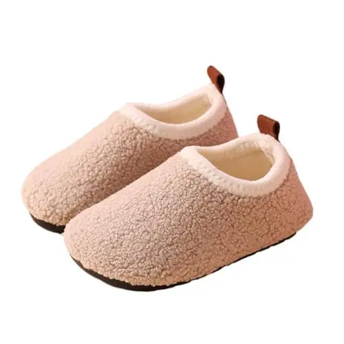Produktbild: Kinder Winter Hausschuhe für Jungen und Mädchen - Warme Rutschfeste Pantoffeln für Innenbereich (Beige, 25 Toddler)