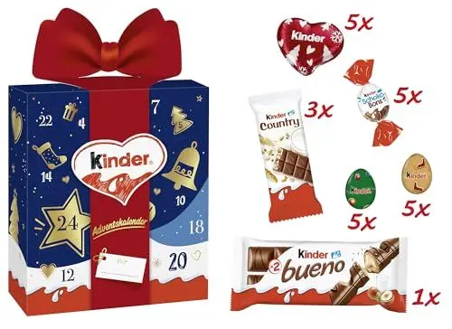 Produktbild: kinder Mix Geschenk Adventskalender – Adventskalender mit leckeren Schokoladen-Spezialitäten – 1 Kalender à 214g