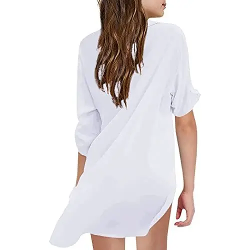 Produktbild: Kinder-Badeanzug für, Strandvertuschung für, Chiffon-Shirt, Bikini, Badeanzug, Strandkleid, Schwimmvertuschung Hemd Mädchen (White, 10-11 Years)