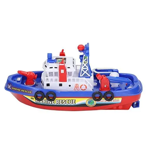 Produktbild: Kinderbadewannen-Bootsspielzeug, Wasserspritzen, Abgerundete Kanten, Grate, Kostenlose Musik, Licht, Realistische Details, Elektrisches Feuerlöschboot-Lernspielzeug für