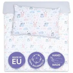 Produktbild: Kinderbettwäsche 100x135 Baumwolle – Bettwäsche Kinder Baby Jungen Mädchen Bettwäsche-Sets Bettbezug 100 x 135 cm Kissenbezug 40x60 Eulen mit Hellgrau