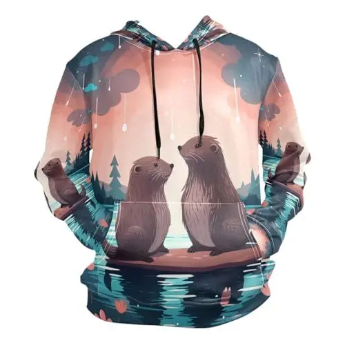 Produktbild: Kinder-Cartoon-Biber Kapuzenpullis Kapuzenpullover Sport Sweatjacke Herren Hoodies für Mädchen Jungen Männer(Gesundheit Stoff)