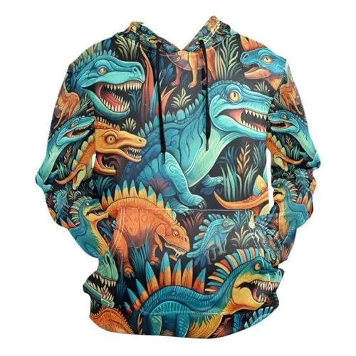 Produktbild: Kinder-Cartoon-Walddinosaurier Kapuzenpullis Kapuzenpullover Sport Sweatjacke Herren Mit 3D Druck Hoodie Kapuze für Mädchen Jungen Männer