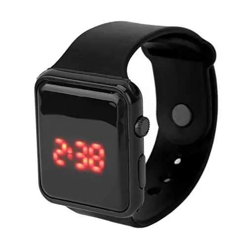 Produktbild: Kinder-Digitaluhr, Wasserdichtes Silikon-Armband, Kratzfest, LED-Bildschirm, Quadratische Form, Hintergrundbeleuchtung, Digitaluhr für Studenten(Schwarz)