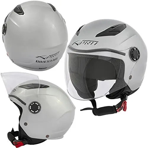 Produktbild: Kinderhelm Motorrad Roller Jungen Kindersicherheit ECE 22 06 Silber L