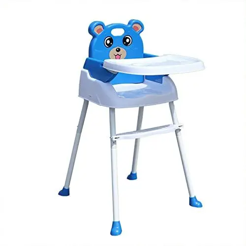 Produktbild: Kinderhochstuhl Hochstuhl Baby Kinder bis 15kg höhenverstellbar Babystuhl mit Sicherheitsgurt Babyhochstuhl Kinderstuhl (Blau)