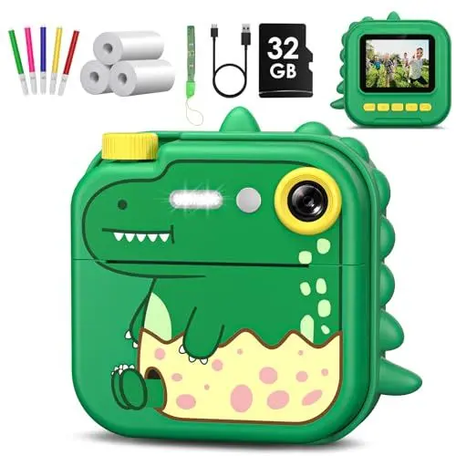 Produktbild: KinderKamera - Sofortbildkamera Kinder 1080P 2,4 Zoll Bildschirm Kinderkamera Sofortbildkamera mit 32GB Karte, 3 Rollen Druckpapier, Kamera Kinder Sofortdruck Geschenk für Kinder 3-12 Jahren