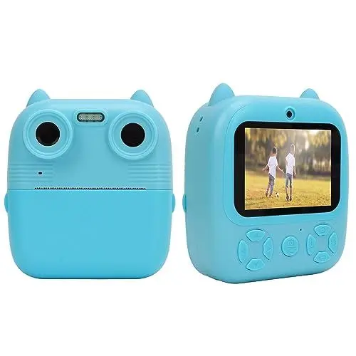 Produktbild: Kinder-Digitaldruckkamera, HD-Pixel-Doppelobjektiv-Cartoon-Wiedergabe-Selfie-Videokamera 2,8-Zoll-Bildschirm, Kamera für Kinder mit Drucken von Fotopapier (Himmelblau)