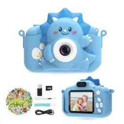 Produktbild: Kinderkamera, HiMont Digitalkamera Kinder mit 32GB TF-Karte & 2.0”-Bildschirm, 1080P Kinder Kamera & Selfie-Videokamera, Geschenke für Geburtstag Weihnachten, Spielzeug für 3-12 Mädchen Jungen (Blau)