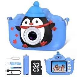 Produktbild: Kinderkamera,DIAMOOKY Kinder Kamera 1080P HD Fotoapparat Kinder 2,0 Zoll Bildschirm, Digitalkamera Kinder mit 32GB Karte Kamera Kinder für 3-12 Jahre Jungen und Mädchen Weihnachten Spielzeug