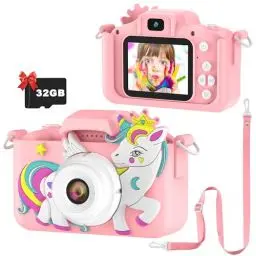 Produktbild: Kinderkamera, Pancellent Kinder Kamera 1080P 2,0-Zoll-Bildschirm Kamera Kinder mit 32GB-Karte Selfie Digitalkamera Kinder Fotoapparat Kinder für 3-12 Jahre Jungen und Mädchen Weihnachten Spielzeug