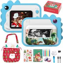 Produktbild: Kinderkamera,ULEWAY Kinder Kamera 1080P 2,4-Zoll-Bildschirm Kinder Digitalkamera Videokamera Fotoapparat mit 32GB Karte，Druckpapier,5 Farbstift,Weihnachten Geschenk Spielzeug für 3-12 Jahre-Blau
