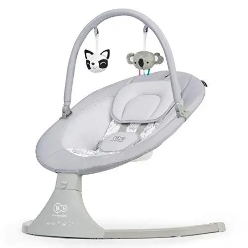 Produktbild: Kinderkraft Elektrische Babywippe 2 in 1 LULI, Babyschaukel, Babyliege, mit Spielbogen, 12 Melodien mit 5-Stufiger, Praktisches und intuitive Steuereinheit, Bequeme Schrittgurt, ab Geburt, Grau