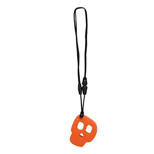Produktbild: Kinderkrankheiten Halskette Silikon Baby Beißring Anhänger Sichere Beruhigende Säuglingskauen Kinderkrankheiten Halskette Spielzeug Kauen Halskette für Kleinkind Baby Jungen und Mädchen(Orange)