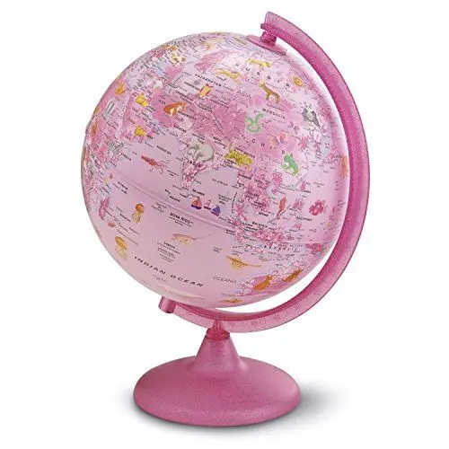 Produktbild: Kinderleuchtglobus ZP 2562 Zoo Rosa: Kinderleuchtglobus 25 cm, Kunststoffausstattung in Rosa, Glitzer im Fuß, mit Abbildungen: Kinderleuchtglobus 25 cm, Rosa, Kunststoffausstattung (Globus für Kinder)