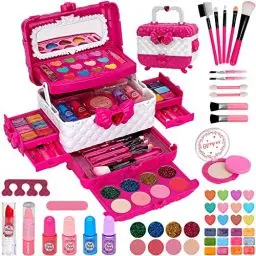 Produktbild: Kinderschminke Makeup Set Schminkkoffer Mädchen - Waschbar Schminke Kinder Make Up Set Mädchen Spielzeug, Halloween Geburtstags Weihnachts Geschenke für Mädchen 3 4 5 6 7 8 9 10 Jahre