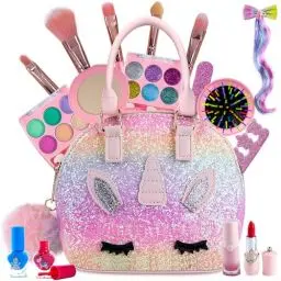 Produktbild: Kinderschminke Set Mädchen, Kinder Make Up Set Mädchen, Kinder Schminkset Mädchen, Kids Makeup, Rollenspiel Kosmetik, Halloween Weihnachts Geburtstags Geschenke für Mädchen 3-12 Jahre