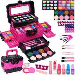 Produktbild: Kinderschminke Set Mädchen Kinder Make Up Set - 57PCS Kinder Schminkkoffer Mädchen Spielzeug,Kinder Schminkset Mädchen,Halloween Weihnachts Geburtstags Geschenke für Mädchen 4 5 6 7 8 9 10-12 Jahre