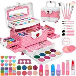 Produktbild: Kinderschminke Set Schminkkoffer Mädchen - 55Pcs Waschbar Schminke Kinder Make Up Set, Kinder Schminkset Mädchen Spielzeug Halloween Weihnachts Geburtstags Geschenke für Mädchen 3 4 5 6 7 8 9 10 Jahre