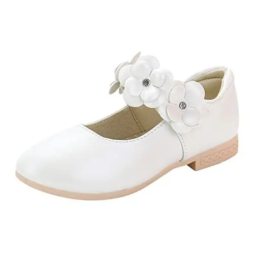 Produktbild: Kinderschuhe Weiße Lederschuhe Bowknot Mädchen Prinzessin Schuhe Einzelne Schuhe Leistungsschuhe Tennisschuhe 35 (White, 33 Big Kids)
