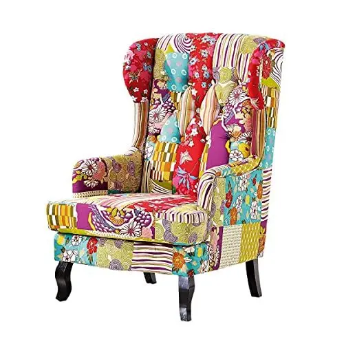Produktbild: Kindersessel Happy - Ohrensessel für das Kinderzimmer - Kinderstuhl - Kindersofa - Kinderzimmer Möbel - Sessel Wohnzimmer - komplett montiert - Kiefernholz, Baumwolle - ca. B64 x T82 x H104 - bunt