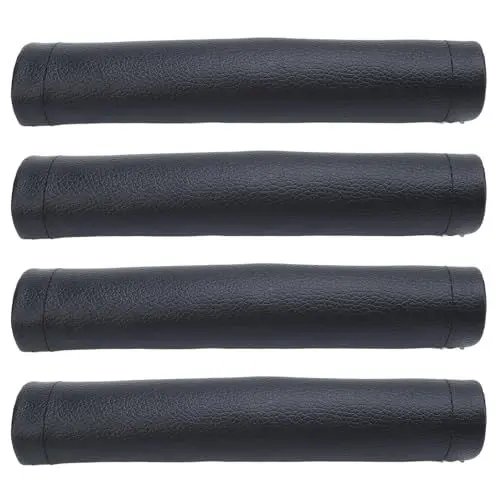 Produktbild: 4-teiliger Ersatz-Kinderwagengriff, Kinderwagen-Griffschutz, Kinderwagen, PU-Leder, Waschbar, Universeller Ersatz, Kinderwagen-Armlehnenschutz, Griffabdeckung, 19 X 11,5 Cm (BLACK)