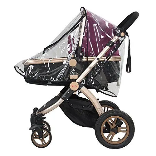 Produktbild: Kinderwagen Regenschutz, Universal Kinderwagen Zubehör Frontöffnung Regenschutz PVC Transparent Wasserdicht Wind Regen Wetterschutz
