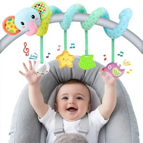 Produktbild: Kinderwagen Spirale Spielzeug Baby 0 3 4 6 9 12 Monate, Kinderwagenkette Hängespielzeug Plüschtier Activity Toy Montessori für Babyschale Autositz Spielebogen Kleinkinder Neugeborene Geschenk Geburt