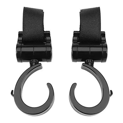 Produktbild: Kinderwagen-Haken, Schwarz, um 360 Grad Drehbar, Kinderwagen-Einkaufshaken, Kinderwagen-Clips, Kinderwagen-Haken für Taschen, Auto, Fahrzeug, Rücksitz, Kopfstütze, Haken für