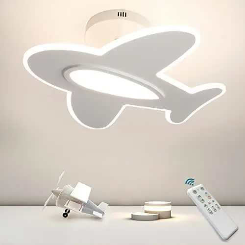 Produktbild: Kinderzimmer lampe Junge 40cm丨30W Flugzeug-Deckenlampe dimmbar mit Fernbedienung, 3000K~6000K Deckenleuchte Kinderzimmer, Babyzimmer, Der Traum eines Jungen, mit Nachtlichtfunktion, Memory-Funktion