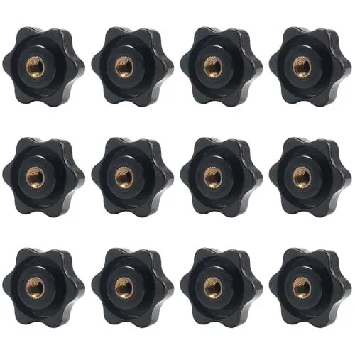 Produktbild: KINDPMA 12 Stück M6 Sterngriffmutter Kunststoff Griffmutter Flügelmutter Rändelmutter Sternschraubenkopf Äußerer Durchmesser 32mm für Mechanische Industrie,Möbel,Werkzeugmaschine,Elektronische Geräte