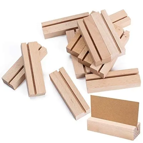 Produktbild: KINDPMA 15pcs Kartenhalter Tischkartenhalter Rustikale Holz Kartenhalter Namesschild Fotohalter Nummernfotoständer Platzkarte für Party Dekoration Kartenhalter Hochzeiten