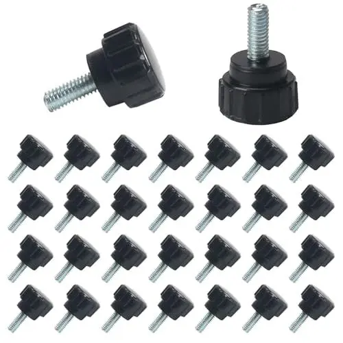 Produktbild: KINDPMA 30pcs Rundgriffschraube Rändelschraube mit Gewinde Rundgriffbolzen M4 x 10mm Klemmknöpfe 14mm Handknöpfe Daumenschrauben Flügelschraube für Industrie Maschine