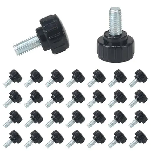 Produktbild: KINDPMA 30pcs Rundgriffschraube Rändelschraube mit Gewinde Rundgriffbolzen M6 x 12mm Klemmknöpfe 18mm Handknöpfe Daumenschrauben Flügelschraube für Industrie Maschine